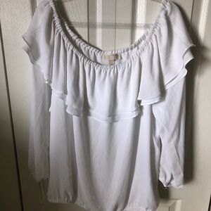MICHAEL Michael Kors White Ruffle Blouse